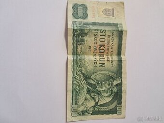 Zberateľská rarita bankovka 100 Kčs s 50 korunovým kolkom
