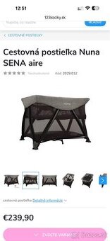 Cestovná postieľka nuna sena aire