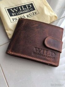 Pánska kožená peňaženka so zapínaním tmavo hnedá Wild.