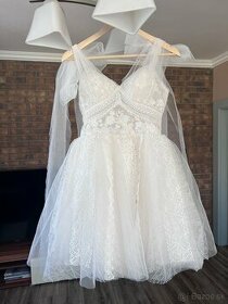 Nenosené Krásne vílie svadobné šaty s čipkou a glitrami - 1