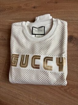 GUCCI - biela mikina so zlatými bodkami