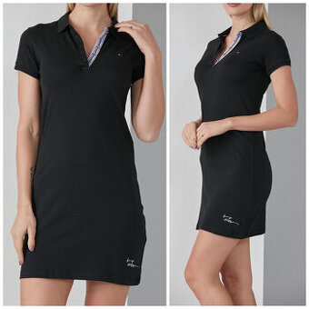 Tommy Hilfiger dámske tmavomodré/čierne polo šaty