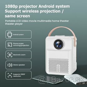 Android projektor 4000 lumens, 1080P HD video, 40-170"