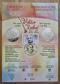 2023 Viktor Kubal numizmatický pamätný list