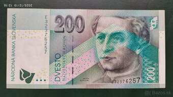 Bankovky 200 Sk s. E 1995, 1999 a 2002