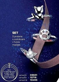 Set 3 noých prsteňov s mačacím motívom