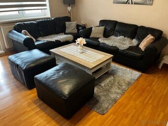 Kvalitná kožená čierna sedacia súprava
