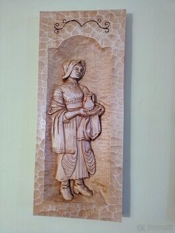 drevený obraz žena s vašou vody