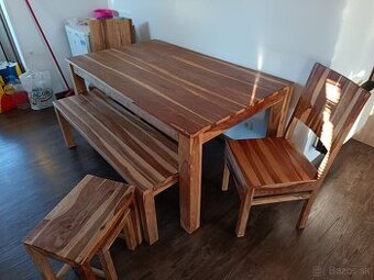 Kuchynský stôl ( masív) , lavica, Stoličky,šamerliky