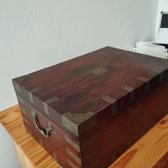 Starý anglo-indický písací box / kufrík z palisandra – 19. s