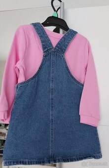 Nové rifľové šaty + mikina 104