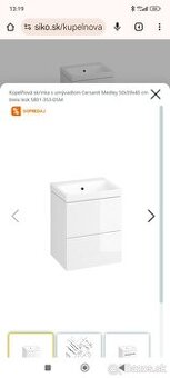 Kúpeľňová skrinka s umývadlom nerozbalena 50x59x40