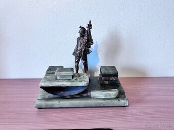 Krásny starožitný kalamár komplet - zelený onyx - ART DECO