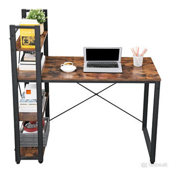 Písací stôl s regálom MAIA II - čierna/hnedá