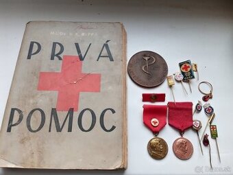 Zdravotníctvo odznaky,medaile a kniha.Krv.Jansky.