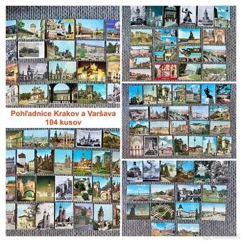 Retro pohľadnice socializmus Krakov a Varšava - 104 kusov