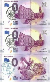 0 eurobankovka s turistickými pečiatkami.