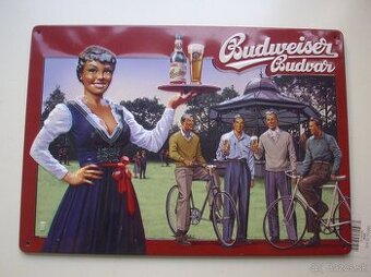 Falcovaná retro tabulka Budvar - 1