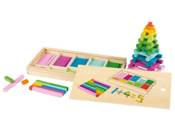 Montessori hra matematická paličky drevené farebné