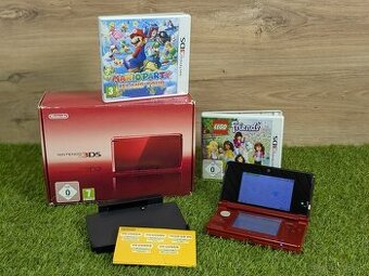 Nintendo 3DS, červené, hry Mario a LEGO, orig. krabica, dock