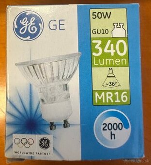 Predám novú halogénovú žiarovku GE GU10/50W/240V/2800K