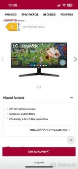 Herný ultrawide monitor Lg 29