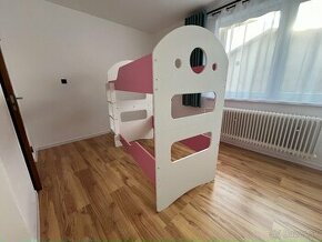 Poschodová posteľ (detská) 160x80cm RUŽOVÁ