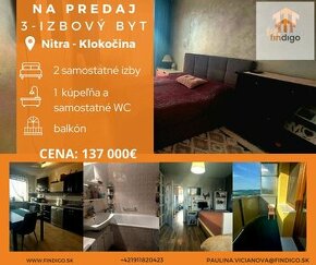 3 - izbový byt na predaj Nitra - Klokočina ( 3D obhliadka)