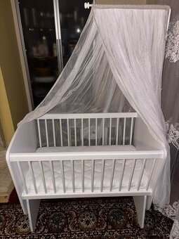 Detská drevená kolíska- biela farba