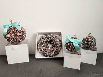 Zimný koralkový vianočný set - hadmade