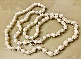 Náhrdelník z pravých bielych perál 92 cm - 1