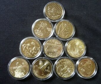 Komplet séria slovenských 5 euroviek - 10 ks .