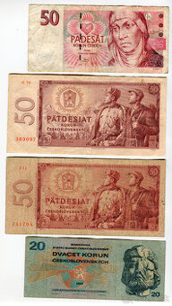 Predám ČESKOSLOVENSKÉ bankovky z obehu