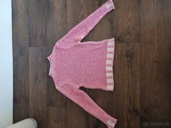 Ružový, hrubý, teplý pulóver, sveter, veľkosť 152.