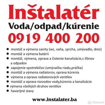 Inštalatérske práce Bratislava