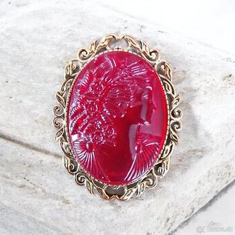 brože s kamejí rubínové sklo více variant vice fotek