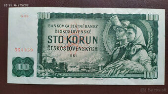 100 Kčs 1961 vzácnejšia nízka séria G 05