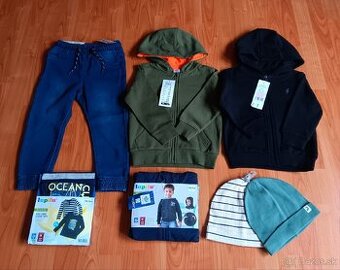 Nová mikina, rifle, jarná čiapka veľ. 98/104