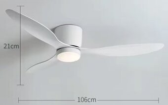 Stropný ventilátor biely so svetlom