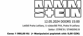 Rammstein Praha 12.5.2024 - státie (TOP CENA bez navýšenia)