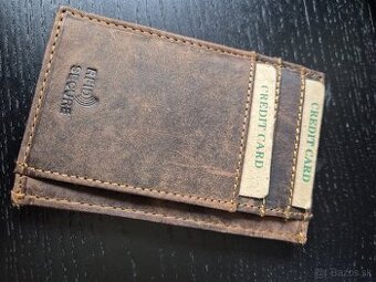 Kozena dokladovka hneda RFID secure
