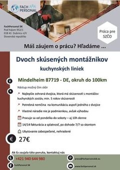 Skúsení montážnici kuchynských liniek v DE