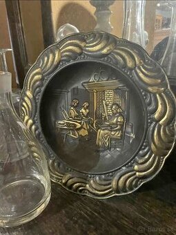 dekor tanier, mosadz, kov, priemer 28 cm