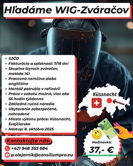 Ponuka pre WIG-zváračov na dlhodobejší projekt, Švajčiarsko.