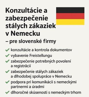 Konzultácie a zabezpečenie stálych zákaziek v Nemecku – pre