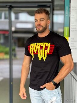 Luxusne tričko Gucci čierno žlté červené