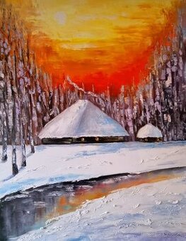 Obraz „Domov je tam, kde je srdce” 🤍 Olej na plátne 70 × 90