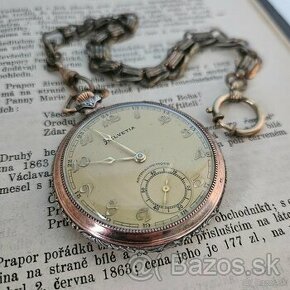 Stříbrné kapesní hodinky Helvetia 32BL se šatlénem