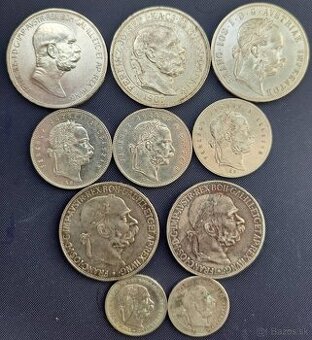 Strieborné mince FJ1 aj vzácny forint 1868 KB