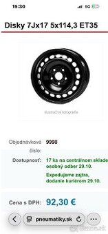 Plechové disky r17 na Toyota RAV4 2019